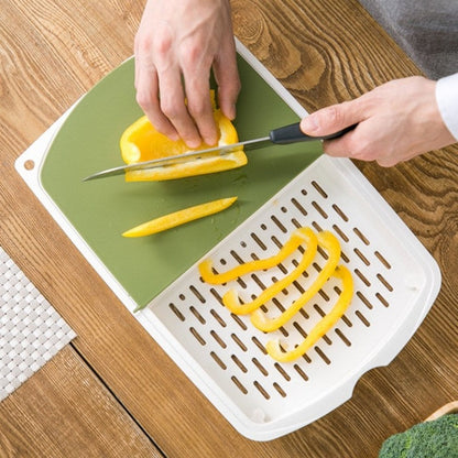 Multipurpose Cutting Board with Drain Basket – 3-in-1 Kitchen Food Prep Tool