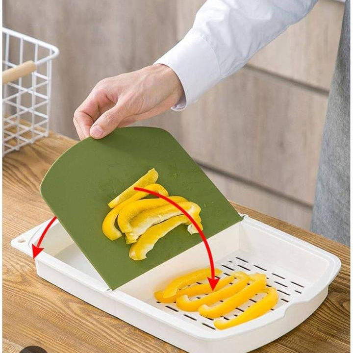 Multipurpose Cutting Board with Drain Basket – 3-in-1 Kitchen Food Prep Tool