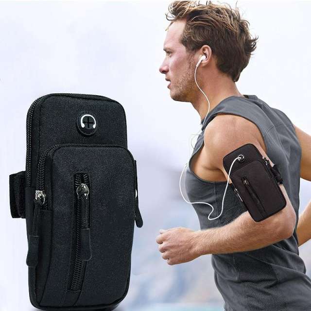 Outdoor Sports Arm Bag with Headphone Hole Design