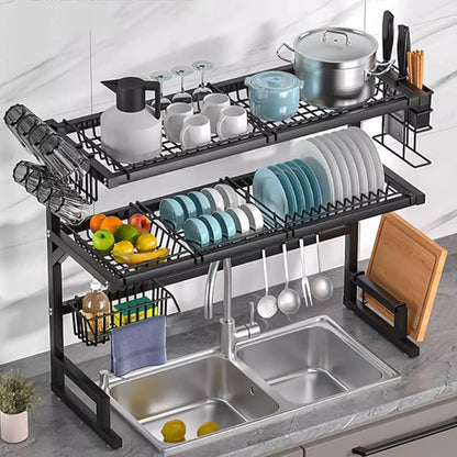 Premium Stainless Steel Over Sink Dish Rack 2 Tier Organizer