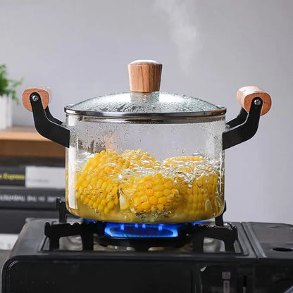 Premium Transparent Heat-Resistant Glass Cooking Pot