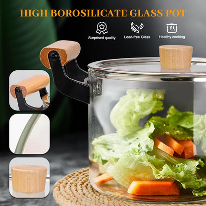 Premium Transparent Heat-Resistant Glass Cooking Pot