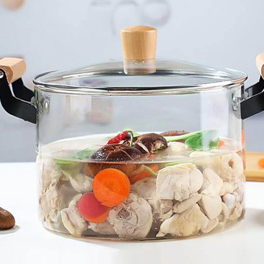 Premium Transparent Heat-Resistant Glass Cooking Pot