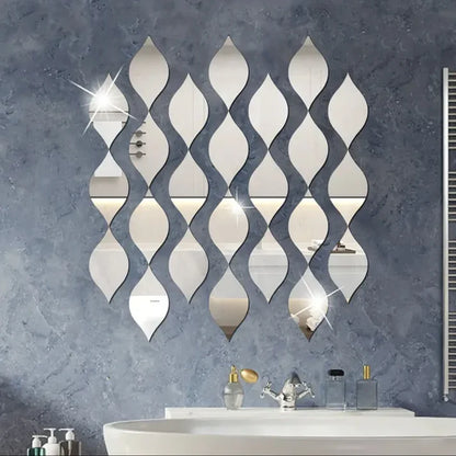12pcs Acrylic Mirror Wall Stickers Bedroom Decoration