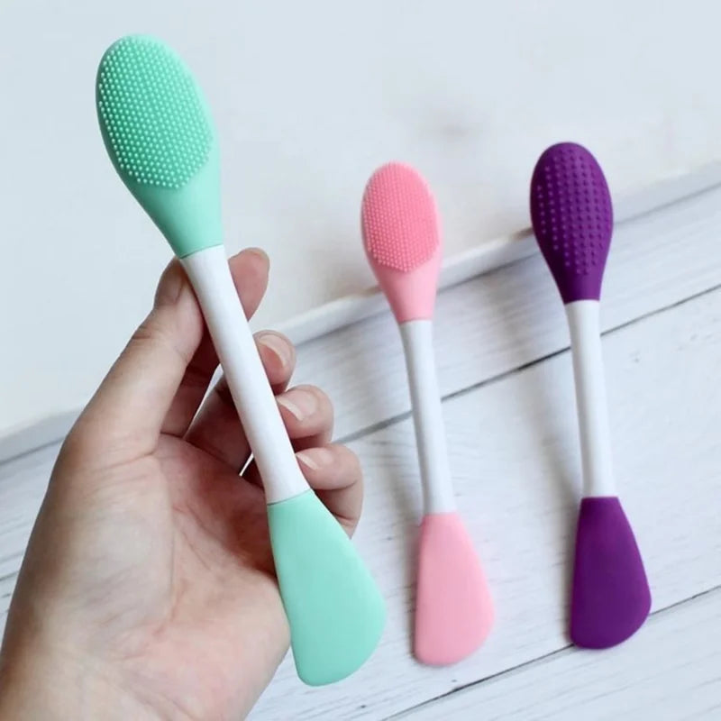 3 Pcs Double-ended Silicone Face Mask Brush Silicone Facial Mud Mask Applicator