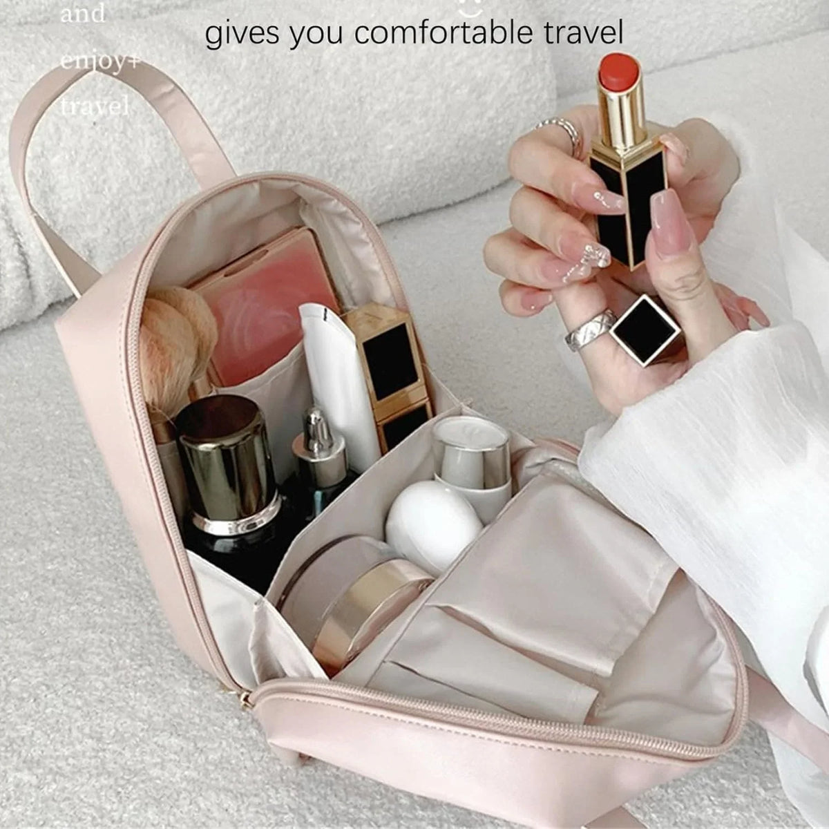 Stylish Makeup Organizer Bag – PU Leather Cosmetic Pouch for Travel & Daily Use