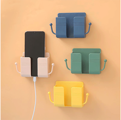 3 Pcs Self-Adhesive Wall Mounted Phone Holder With Hooks