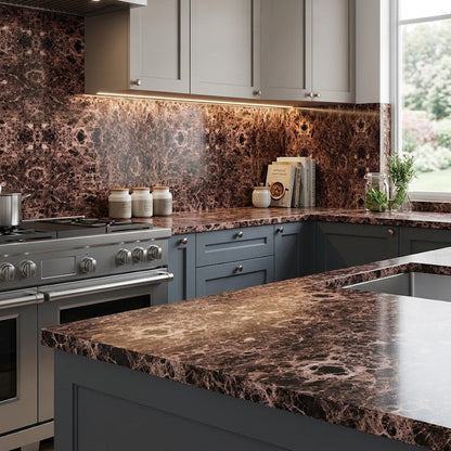 Waterproof Brown Marble Sheet – Decorative PVC Surface Film for Kitchen & Home