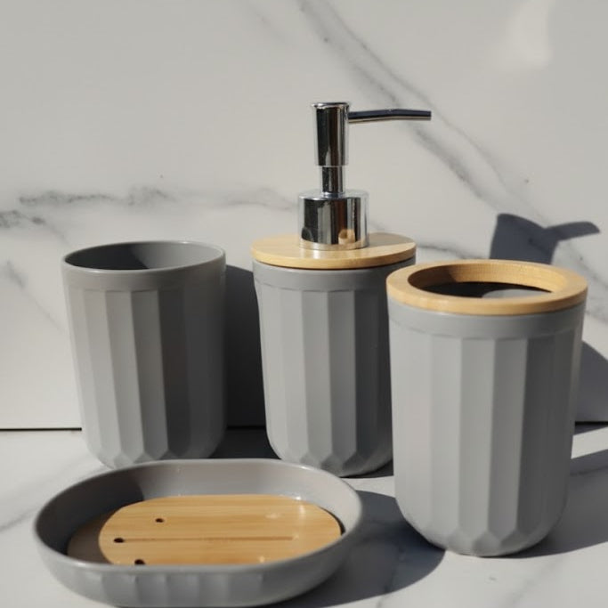 Wooden Texture Bathroom Set, Home and Living 