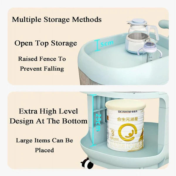 Space-Saving Baby Storage Cart – 4 Layer Nursery Organizer