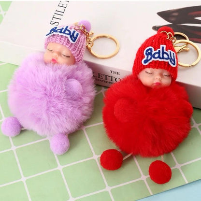 Cute Furry Barbie Doll Keychain