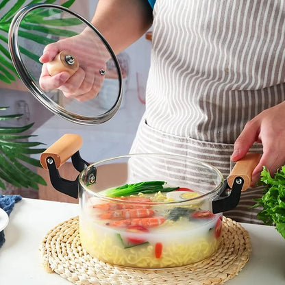 Premium Transparent Heat-Resistant Glass Cooking Pot