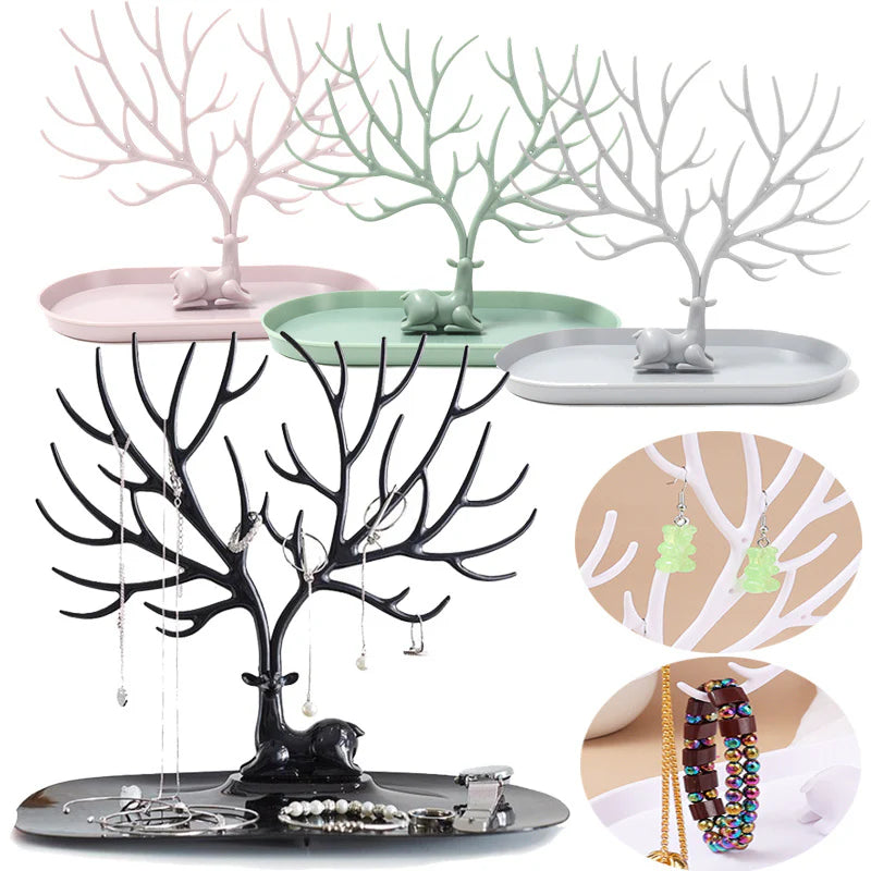 Artistic Deer Style Jewelry Display Holder With Tray