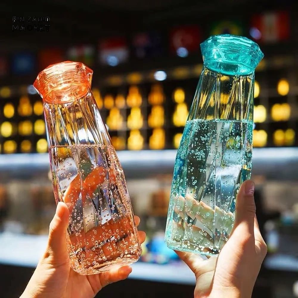 Portable 420ML Diamond Glass Water Bottle – Reusable Drinking Bottle