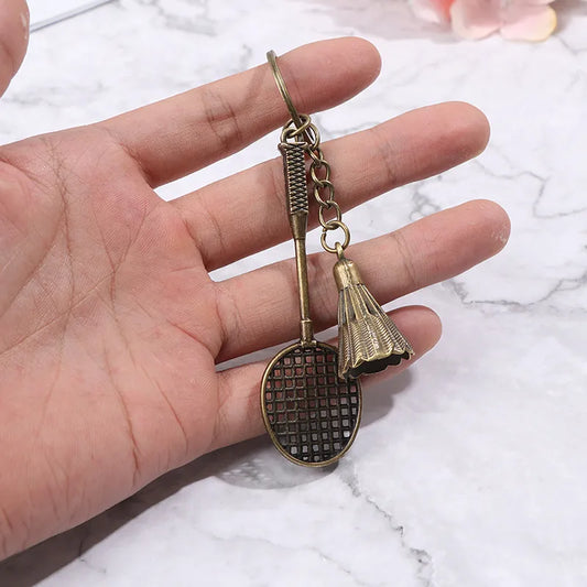 Metal Badminton Racket Keychain