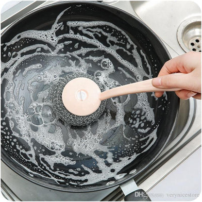 Long Handle Steel Wire Ball Brush