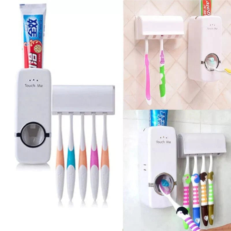 Best Quality Set of Toothpaste Dispenser & Brush Holder - White ...