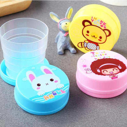 1Pcs Portable Cartoon Printed Plastic Foldable Magic Cup Glass for kids